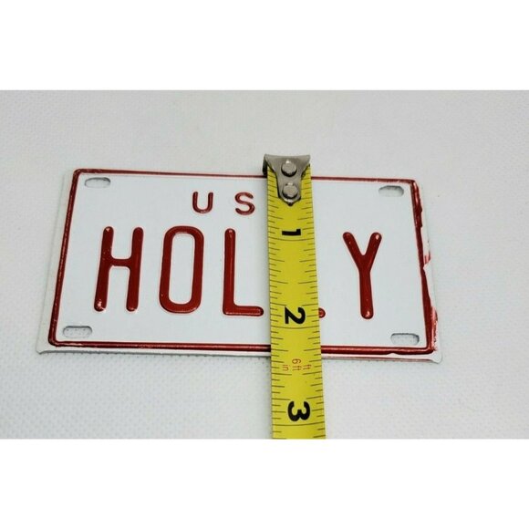 Holly Personalized Mini License Plate – Red & White Collectible Bike Tag - Picture 8 of 9
